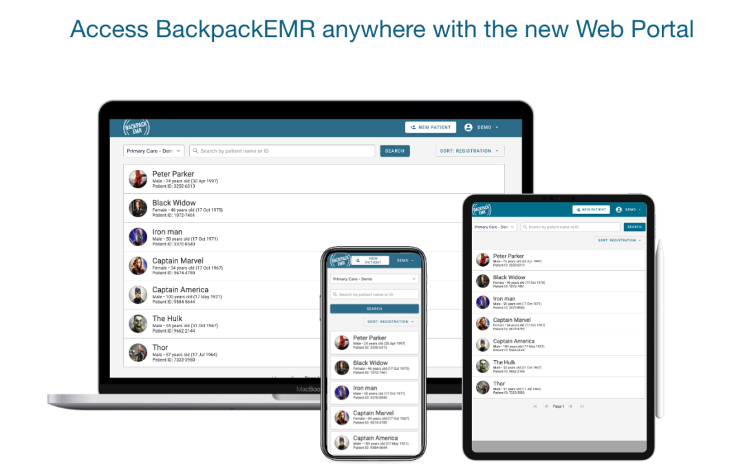 BackpackEMR Web Portal to Manage Patients